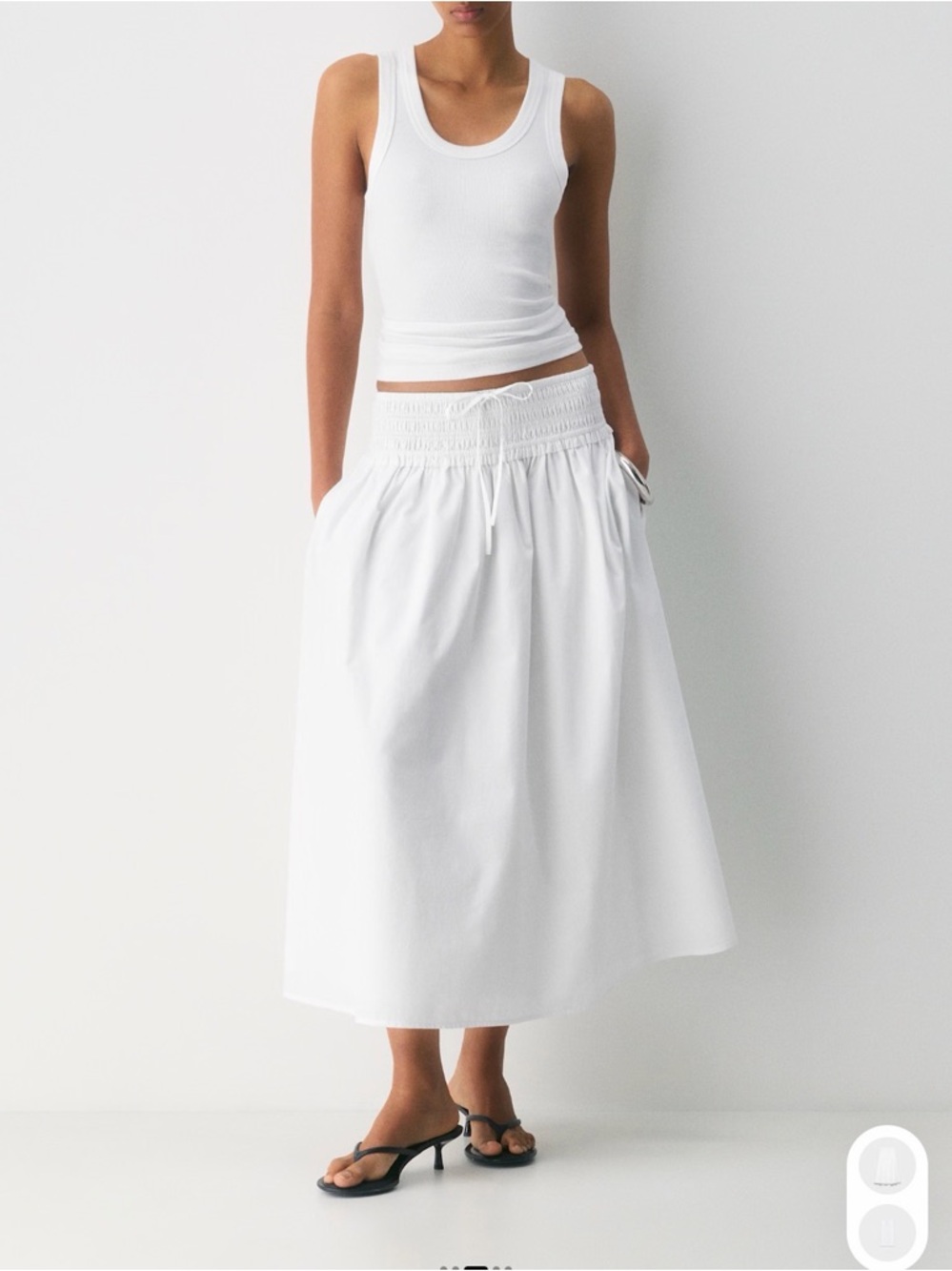 Aritzia Vetiver Poplin Midi Skirt